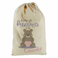 Sacchetto nascita primo cambio per neonato amo gli abbracci e le coccole