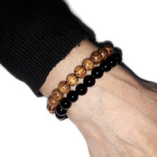 Set 2 Bracciale 8mm in LEGNO