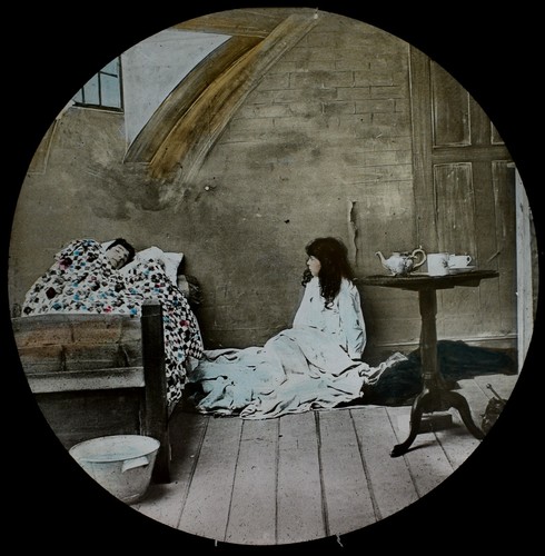 Magic lantern slide child - child, on