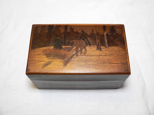 Scatola legno intarsiato - legno,