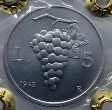 RARO 5 LIRE UVA  1946 PERIZIAT