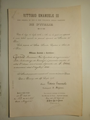 Attestato vittorio emanuele - "vittorio,