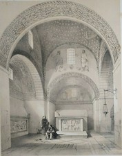 Antica litografia mausoleo - litografia,