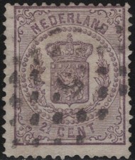 #OLA (06030) Olanda  1869  Stemma 2 1/2 c. violetto  d.13 1/2  (N°18A)