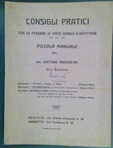 Oculistica adria ottica - oculistica, 1934