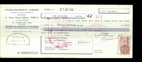 étab pigeon paris - , 1958