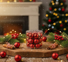 24 Palle di Natale Rosse in Vetro Diametro 3cm Lucide Opache Addobbi Albero