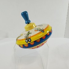 Vintage Ohio Art Circus Animals treno trottola legno arrugginito ammaccato made in USA