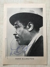 Autografo DUKE ELLINGTON (†1974)-Pianista Jazz-Compositore USA-firmato VERVE Rec-card