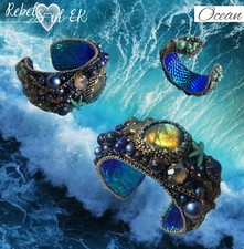 Bracciale oceanica, gioielli a sirena, ricamo di perline, braccialetto elegante,