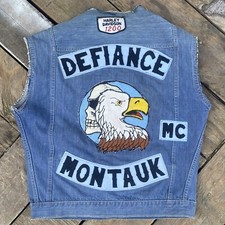 Gilet Denim Vintage Moto Club Cut Defiance Montauk Harley Davidson Taglia M