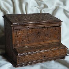 Antica cassetta delle lettere farmacia Foresta Nera Austria intagliata a mano calligrafia inchiostro rovere