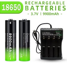 Lotto batterie ricaricabili agli ioni di litio 3,7 V (9900 mAh) con pulsante superiore a 4 slot caricabatterie USB