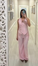 Completo donna con gilet rosa