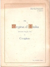 MARGHERITA DI SAVOIA regina d'Italia al COVIGLIAIO 1924. Opuscolo commemorativo