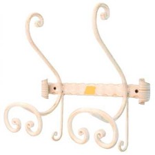 Appendiabiti in ferro battuto forgiato a 2 posti con fissaggio a parete o legno