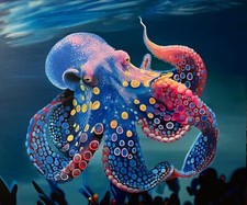 POLPO - Quadro, Olio su tela -