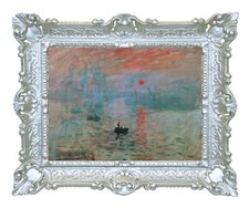 STAMPA CARTA TELATA CLAUDE MONET IMPRESSIONE SOL NASCENTE  CORNICE BAROCCA 55X45
