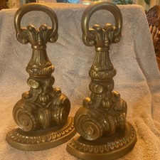 Coppia fermalibri vintage 10" stile Hollywood Regency Borghese bronzo