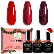 Semi Permanente Smalto per Unghie 3 Colori Intervallo Rosso Glitter Smalto Gel