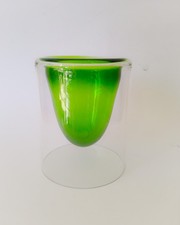 RARO VASO IN VETRO TAPIO WIRKKALA DUO ROSENTHAL GLASS VINTAGE DESIGN VERDE