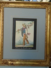 COSTUMI NAPOLETANI DELL'800-DUE ANTICHI ACQUERELLI+CORNICI-MONTEVERGINE-POPOLANA