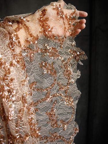Tessuto maglia pizzo - , ricamato
