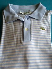 LACOSTE - Polo a righe bianche e azzurre - anni 80 - RAGAZZA - Taglia 14/XS