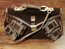 Borsa Renzo Pucci vintage in pelle scamosciata marrone scuro