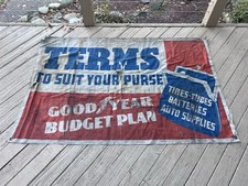 Insegna Poster Striscione Tela Panno Goodyear Vintage Stazione Petrolio Pneumatici Mobil anni 40