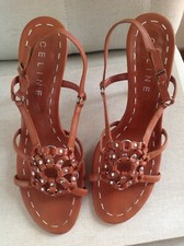 Celine Paris scarpe donna sandali decolte stiletto marrone 39 pelle come nuove