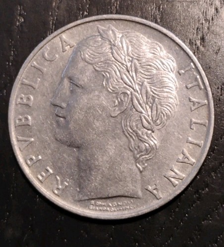 1956 italy 100 lire coin - 100, very