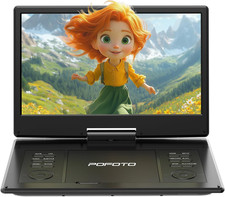 Lettore DVD Portatile 15,7'' Con Schermo HD Ruotabile 14,1'', Batteria 6 Ore, Su