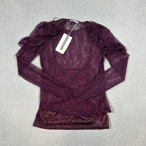Top pizzo viola biondo - top,