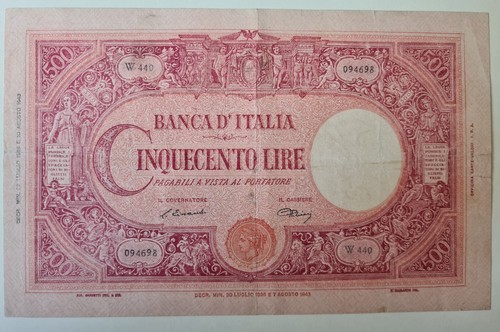500 lire 1946 banca - lire,