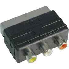SCART Plug 3 Prese Phono Adattatore Audio Video In TV DVD VCR Skybox