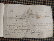 Disegno Antico ROMA SAN PIETRO VISTO DAL PINCIO FIRMATO O.BOTTINI 1900.