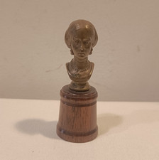 SCULTURA in BRONZO ANTICA: PICCOLO VOLTO DI DONNA, LIBERTY, 1800, SIGILLO?