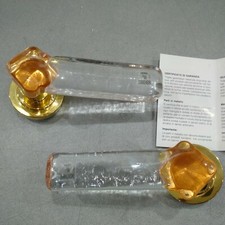 maniglia Triade con rosetta in vetro di murano serie Rubina rosa trasparente