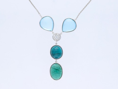 Collana diamanti acquamarina