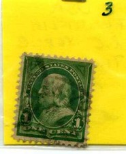 FRANCOBOLLO USA FRANKLIN 1 CENT. VERDE 1894