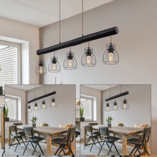Lampadario Lampada Wood Fascio Lampada da Soggiorno Nero Griglia LED
