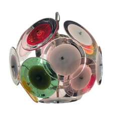 Lampadario a disco in vetro di