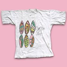 Hawaii Florida Set Surf Vintage Single Stitch T Shirt Size M White 80s 90s Fluo