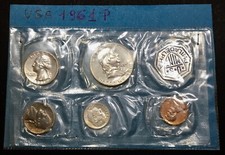 USA 🇺🇸 MINT SET 1961 P MONETE FDC/BU CON ARGENTO IN BUSTA ORIGINALE DI ZECCA