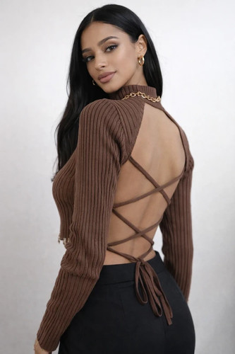 Top costine zara marrone - costine,