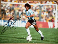 Tardo Diego Maradona foto firmata a mano Argentina leggenda #10 16x12 + certificato di autenticità ufficiale