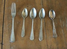 5 POSATE  ARGENTO E  OTTONE ANTICHE VINTAGE Antiquariato collezione arg