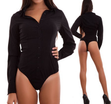 Body Camicia Nero Bottoni