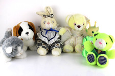 Lotto 6 Pupazzi Peluche Varie Dimensioni Animali Coniglio Gatto Cane Alieno